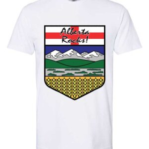 Full colour sublimated Alberta Rocks t-shirt with Alberta Flag